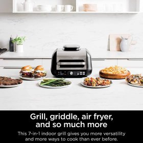 Ninja IG651 Foodi Smart XL Pro 7-in-1 Indoor Grill/Griddle Combo, with Griddle, Air Fry, Dehydrate & More, Pro Power Grate, Flat Top Griddle, Crisper, Smart Thermometer, Black (Certified Refurbished)