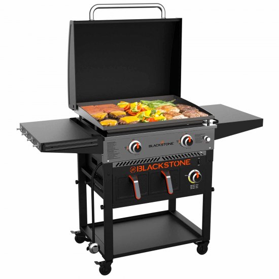 Blackstone 2-Burner 28\" Griddle with Electric Air Fryer and Hood