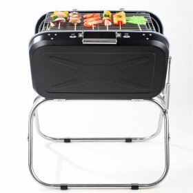 Portable Charcoal Grill, SESSLIFE Folding Small BBQ Grill for Outdoor Cooking, Stainless Steel Grills and Smokers for Camping Barbecue Patio Picnic Backyard, Black, X738
