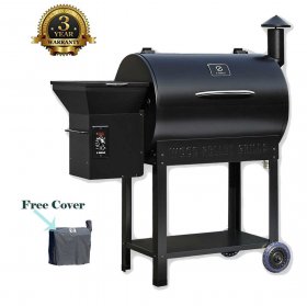 Z Grills 700 sq in Wood Pellet Barbecue Grill and Smoker w/ Wireless Meat Probe Thermometer,Family size Outdoor Cooking 8 in 1 Smart BBQ Grill