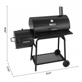 Royal Gourmet CC1830FC Charcoal Grill with Offset Smoker, 811 Square Inches, Black, Backyard Cooking, With Cover