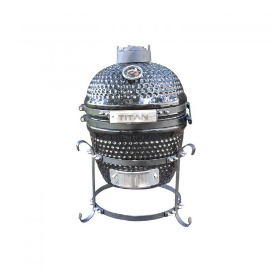 Titan Great Outdoors Kamado Grill 10\" Ceramic Tabletop Compact Charcoal