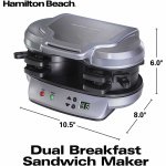 Beach Dual Breakfast Sandwich Maker with Timer, Silver