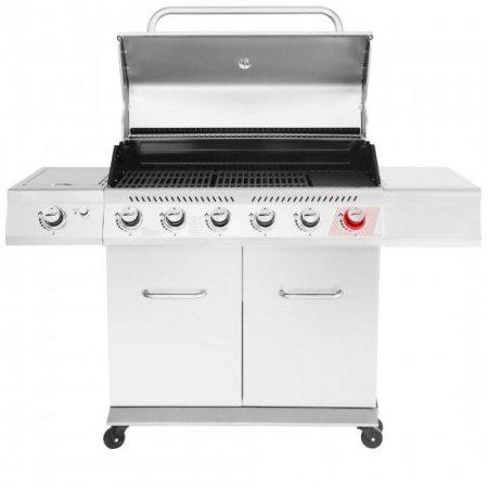 Royal Gourmet GA6402S Stainless Steel Gas Grill, Premier 6-Burner BBQ Grill with Sear Burner and Side Burner, 74,000 BTU, Cabinet Style, Outdoor Party Grill, Silver