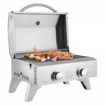 SEGMART Portable Tabletop Gas Grill with 2-Burner, 20,000 BTU Propane Grill, Outdoor Mini BBQ Grill with Foldable Legs for Picnic Camping Tailgating Patio Garden BBQ - Stainless Steel, B156