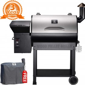 Z GRILLS ZPG-7002E 2019 New Model Wood Pellet Smoker, 8 in 1 BBQ Grill Auto Temperature Control, 700 sq inch Cooking Area, Silver Cover Included