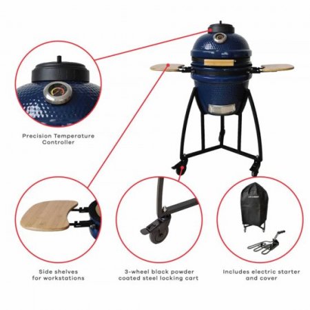 Lifesmart 18 Inch Kamado Ceramic Grill with Bonus Accessory Kit