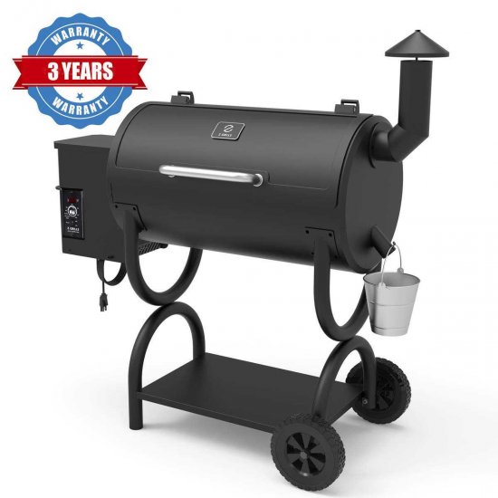 Z GRILLS 550B Wood Pellet Grill & Smoker 8 in 1 BBQ Grill Auto Temperature Control, 550 sq Inch Deal, Black