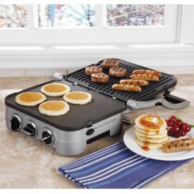 Cuisinart 5-in-1 Griddler with Waffle Plates Attachment (Brushed Stainless Steel) (Certified Refurbished)