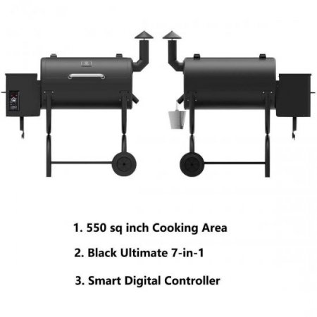 Z GRILLS 550B Wood Pellet Grill & Smoker 8 in 1 BBQ Grill Auto Temperature Control, 550 sq Inch Deal, Black