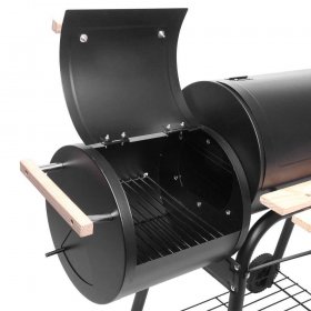 ZOKOP Portable Steel Charcoal BBQ Grill and Offset Smoker Outdoor for Camping, Black