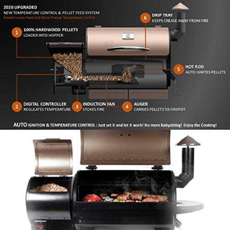 Z GRILLS ZPG-550A 2020 New Model Wood Pellet Grill & Smoker 6 in 1 BBQ Grill Auto Temperature Control, 590 sq in Black