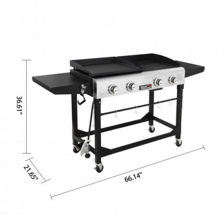 Royal Gourmet GD401 4-Burner Portable Flat Top Gas Grill and Griddle Combo with Folding Legs