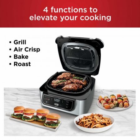 Ninja Foodi 4-in-1 Indoor Grill with 4-Quart Air Fryer, Roast, & Bake, AG300