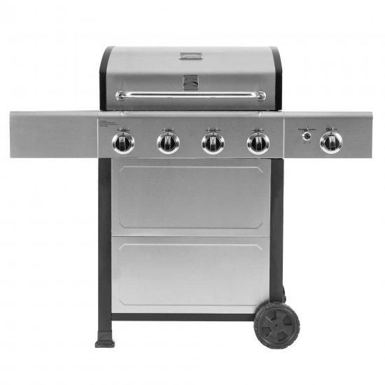 Kenmore PG-40406S0L-SE 4-Burner Outdoor Patio Open Cart Propane Gas BBQ Grill with Side Burner, Stainless Steel