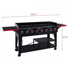 Royal Gourmet GB8003 Large Event 8-Burner Gas Grill, 104,000 BTU, Independently Controlled Dual Systems, Black