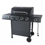 RevoAce 4-Burner Gas Grill with Side Burner, Pewter Fleck and Black