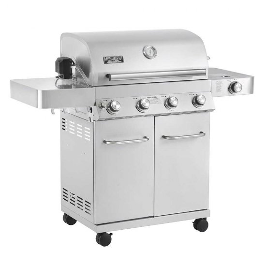 Monument Grills 17842 Stainless Steel 4 Burner Propane Gas Grill with Rotisserie