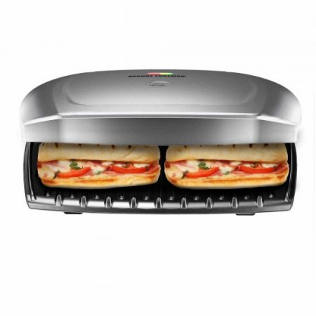 George Foreman 9-Serving Classic Plate Electric Indoor Grill and Panini Press, Platinum, GR2144P