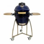 Lifesmart 15 Inch Kamado Ceramic Grill with Stainless Steel Cart