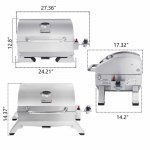 Royal Gourmet GT1001 Stainless Steel Portable Grill, 10,000 BTU BBQ Tabletop Gas Grill with Folding Legs and Lockable Lid, Outdoor Camping, Deck and Tailgating, Silver