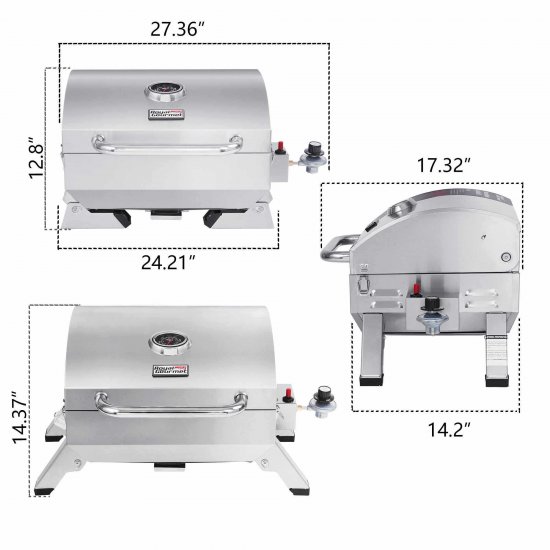 Royal Gourmet Gt1001 Stainless Steel Portable Grill 10000 Btu Bbq Tabletop Gas Grill With 5419