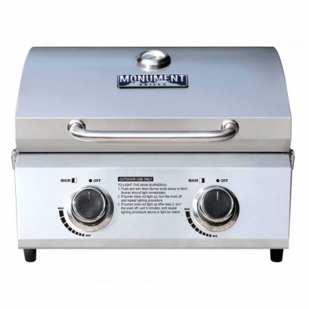 Monument Grills 19 in. 2-Burner Tabletop Grill in Stainless