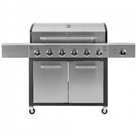 Kenmore PG-40611S0L 6 Burner Propane Gas BBQ Grill with Side Burner, 73,000 Total BTU, Black and Stainless Steel