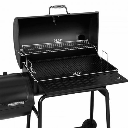 Royal Gourmet CC1830FC Charcoal Grill with Offset Smoker, 811 Square Inches, Black, Backyard Cooking, With Cover