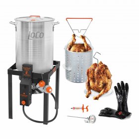 Loco Cookers 36qt SureSpark Turkey Fryer with Gloves and Injector