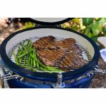 Lifesmart 15" Blue Kamado Ceramic Grill Value Bundle Includes Electric Starter Cooking Stone and Cover