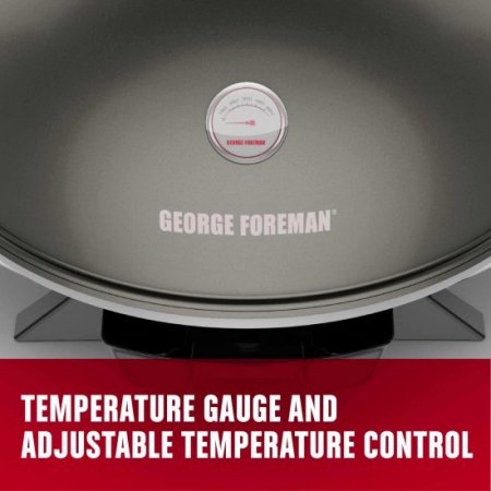 George Foreman 15+ Serving Indoor / Outdoor Electric Grill with Ceramic Plates, Gun Metal, GFO3320GM