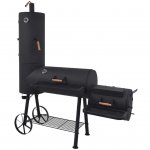 vidaXL BBQ Offset Smoker w/ Bottom Shelf Black Charcoal Barbecue Grill 2 Sizes