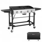 Royal Gourmet GD401C Premium 4-Burner 48000-BTU Folding Gas Grill and Griddle, With Cover