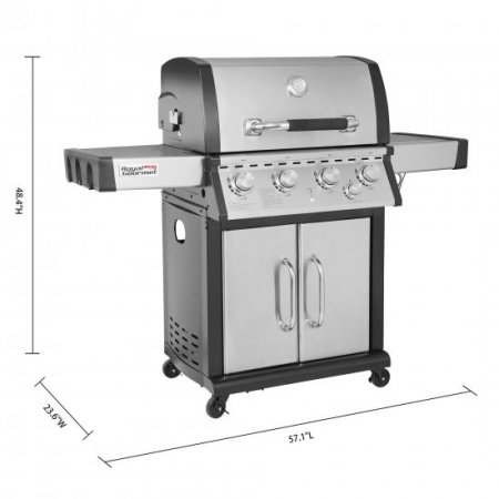 Royal Gourmet MG4001 4-Burner Propane Gas Grill with Side Burner, Stainless Steel, 60000 BTU