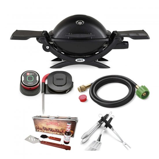 Weber Q 1200 Gas Grill (Black) Grill Master Bundle