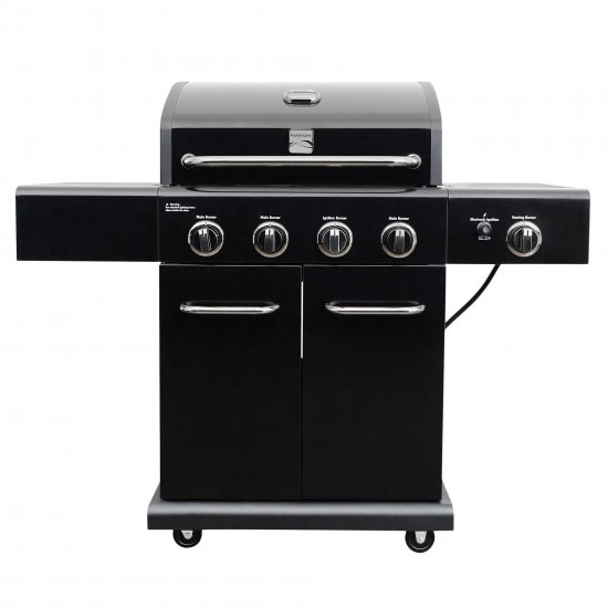 Kenmore PG-40409S0LB-1 4-Burner Outdoor Patio Propane Gas BBQ Grill with Searing Side Burner, Black and Chrome