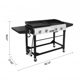 Royal Gourmet GD401 4-Burner Portable Flat Top Gas Grill and Griddle Combo with Folding Legs