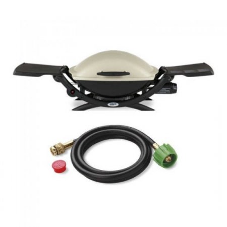 Weber Q2000 Liquid Propane Grill (Titanium) Starter Bundle