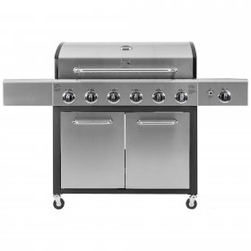 Kenmore PG-40611S0L 6 Burner Propane Gas BBQ Grill with Side Burner, 73,000 Total BTU, Black and Stainless Steel