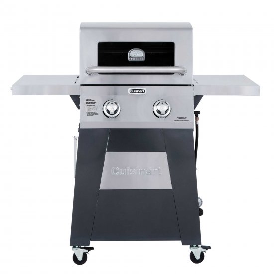 Cuisinart Two Burner Propane Gas Grill with Stainless Foldable Side Tables