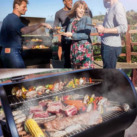 Z GRILLS Wood Pellet Grill & Smoker with Patio Cover, 7 in 1- Grill,700 Cooking Area, Roast, Sear, Bake,Smoke, Braise and BBQ with Electric Digital Controls for Outdoor,Garden