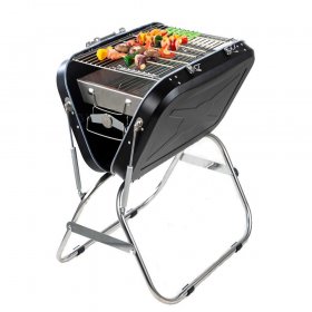 Portable Charcoal Grill, SESSLIFE Folding Small BBQ Grill for Outdoor Cooking, Stainless Steel Grills and Smokers for Camping Barbecue Patio Picnic Backyard, Black, X738