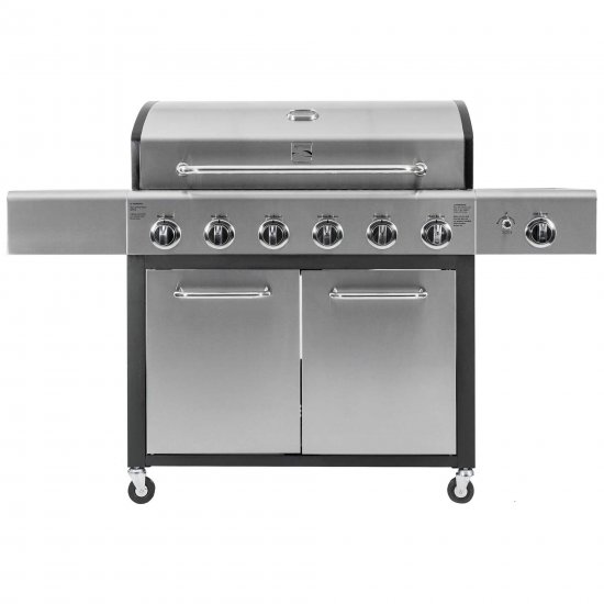 Kenmore PG-40611S0L 6 Burner Propane Gas BBQ Grill with Side Burner, 73,000 Total BTU, Black and Stainless Steel