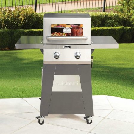 Cuisinart Two Burner Propane Gas Grill with Stainless Foldable Side Tables