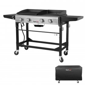 Royal Gourmet GD401C Premium 4-Burner 48000-BTU Folding Gas Grill and Griddle, With Cover