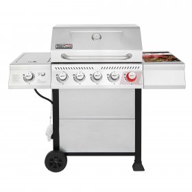 Royal Gourmet GA5401T 5-Burner BBQ Liquid Gas Grill with Sear Burner and Side Burner, Stainless Steel 64,000 BTU Patio Garden Picnic Backyard Barbecue Grill, Silver