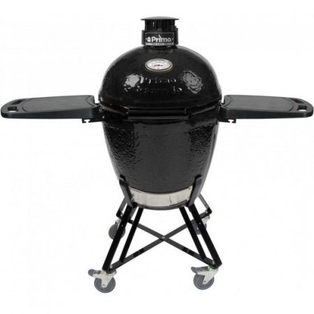 Primo All-In-One Large Round Ceramic Kamado Grill With Cradle & Side Shelves