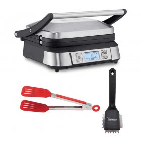 Cuisinart GR-6S Smoke-less Contact Griddler with Small Grill Brush Bundle