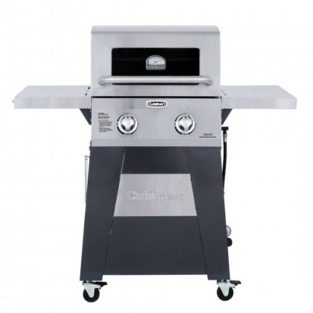 Cuisinart Two Burner Propane Gas Grill with Stainless Foldable Side Tables